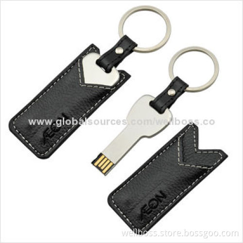 Customized Leather Flash Disk, 1 to 2GB USB Full Real Capacity, Good for Business Gift